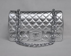 AAA Chanel Classic Flap Bag 1112 Light Silver Leather Silver Hardware Knockoff